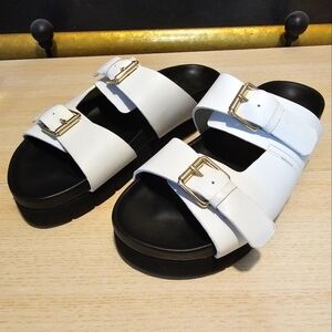 Anthropologie leather Grenson slides sz10